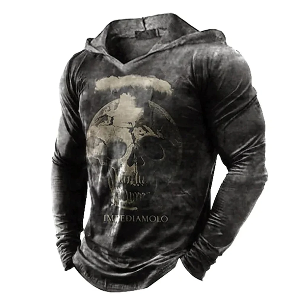  Men's Vintage V-Neck Long Sleeve Hoodie 2022 New