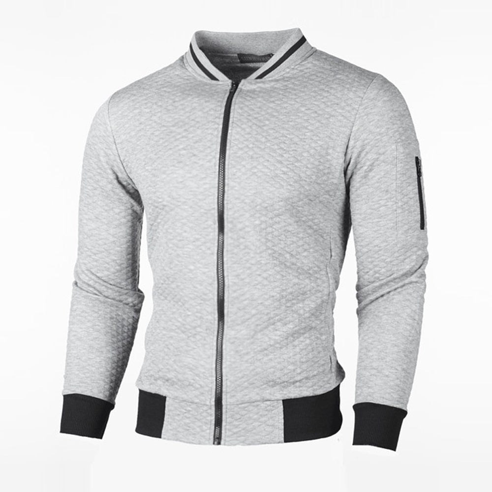  Men's Stand Collar Zip Sweatshirt Baseball Jacket