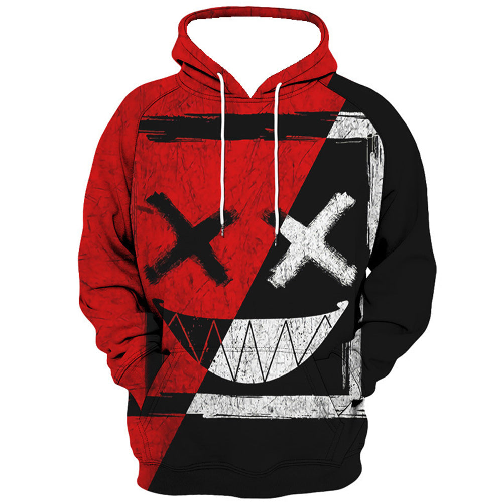  Men's Round Neck Smiley Series 3D Digital Printing Hoodie Sweater Pullover